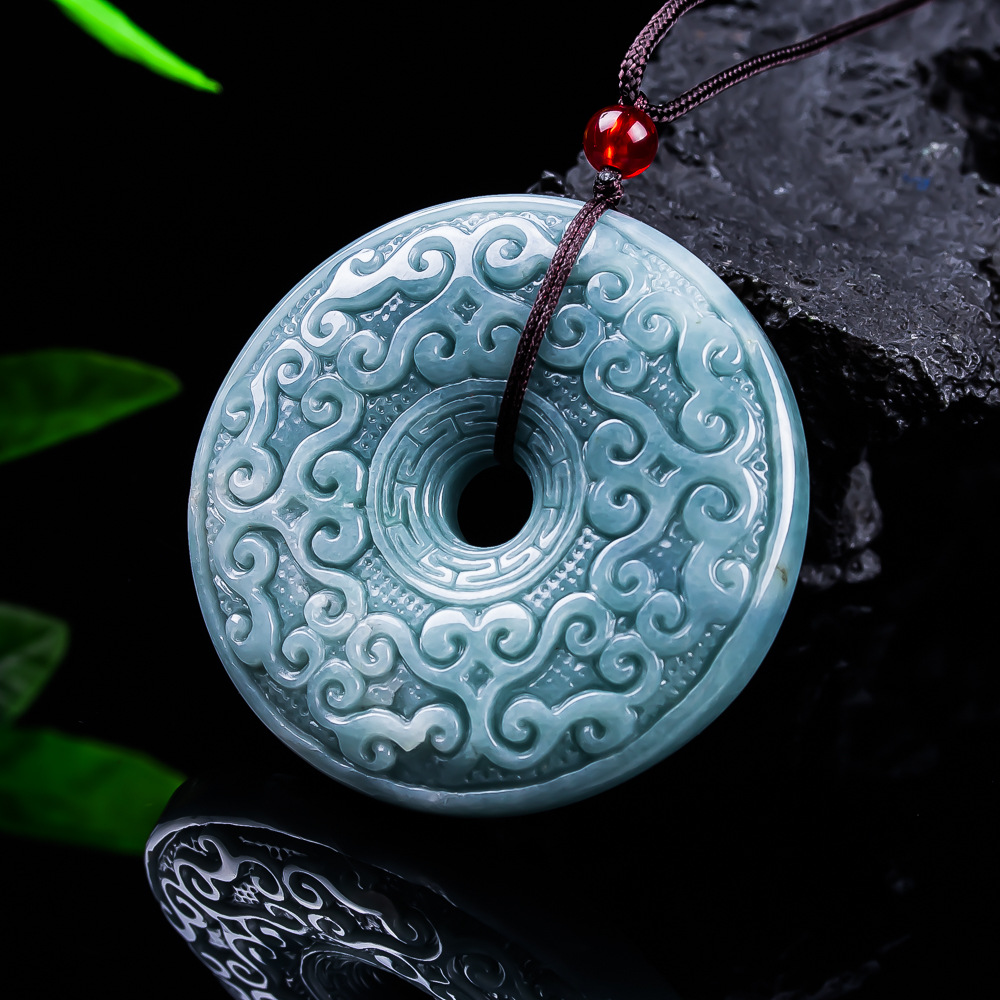 Jewelry & Watches Vitopoulos - Naturalny birmański jadeitowy wisiorek w kształcie