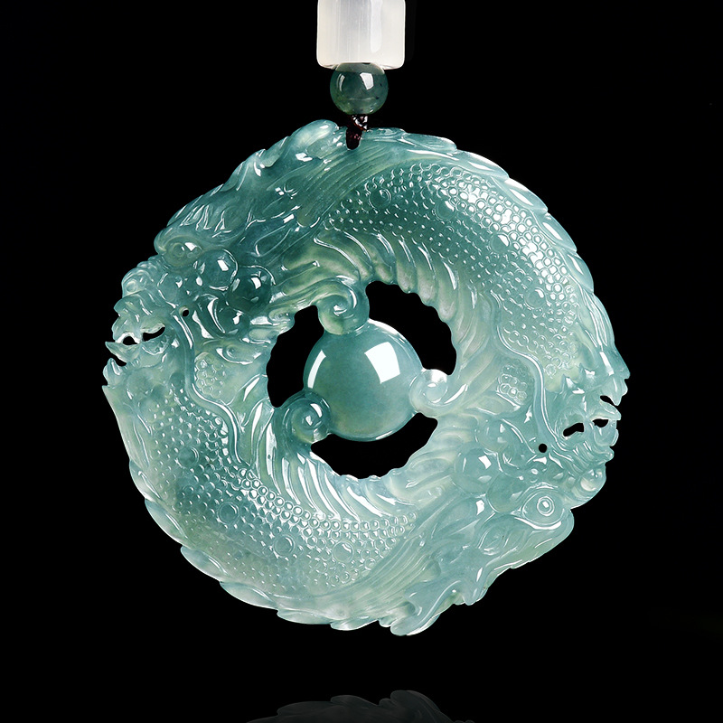 Jewelry & Watches Vitopoulos - Naturalny Prawdziwy Szmaragdowy Niebieski Jadeitowy Wisiorek