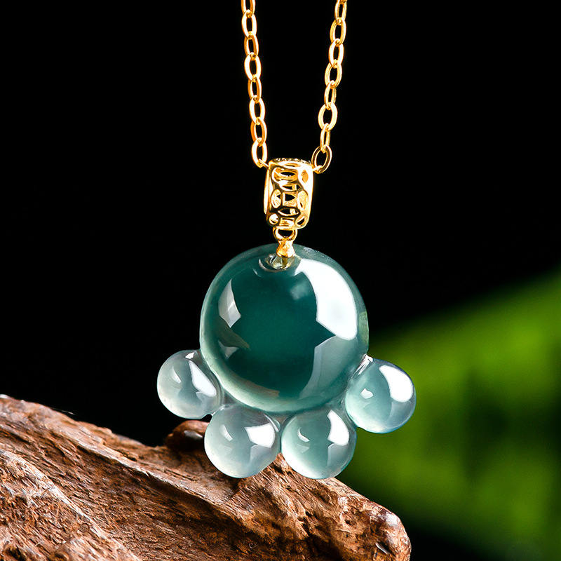 Jewelry & Watches Vitopoulos - Naturalny Prawdziwy Szmaragdowy Niebieski Jadeitowy Wisiorek