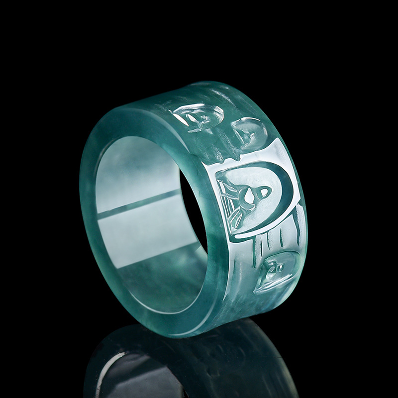 Jewelry & Watches Vitopoulos - Naturalny Birmański Jadeitowy Pierścień Budda Luksusowa